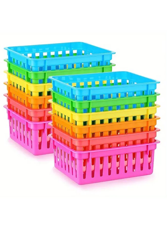 Random Color Stackable Plastic Storage Basket Organizer For Home Office Kitchen Bathroom - Image 4